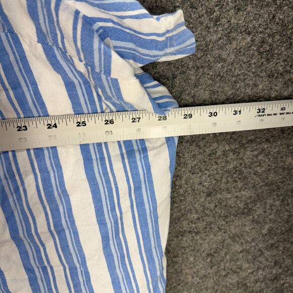 Terra & Sky Shirt Women 4X Plus Blue Striped Button Up Collared Short Sleeve - Picture 5 of 7